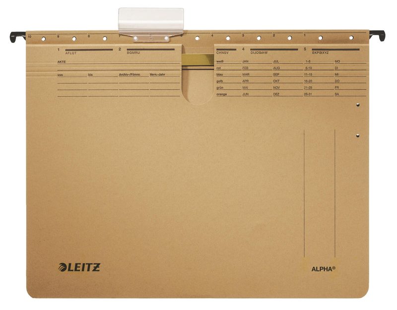 LEITZ Porte-documents suspendu Alpha reliure commerciale DIN A4 carton recyclé brun 1 boîte = 25 unités — lot de 25 pièces