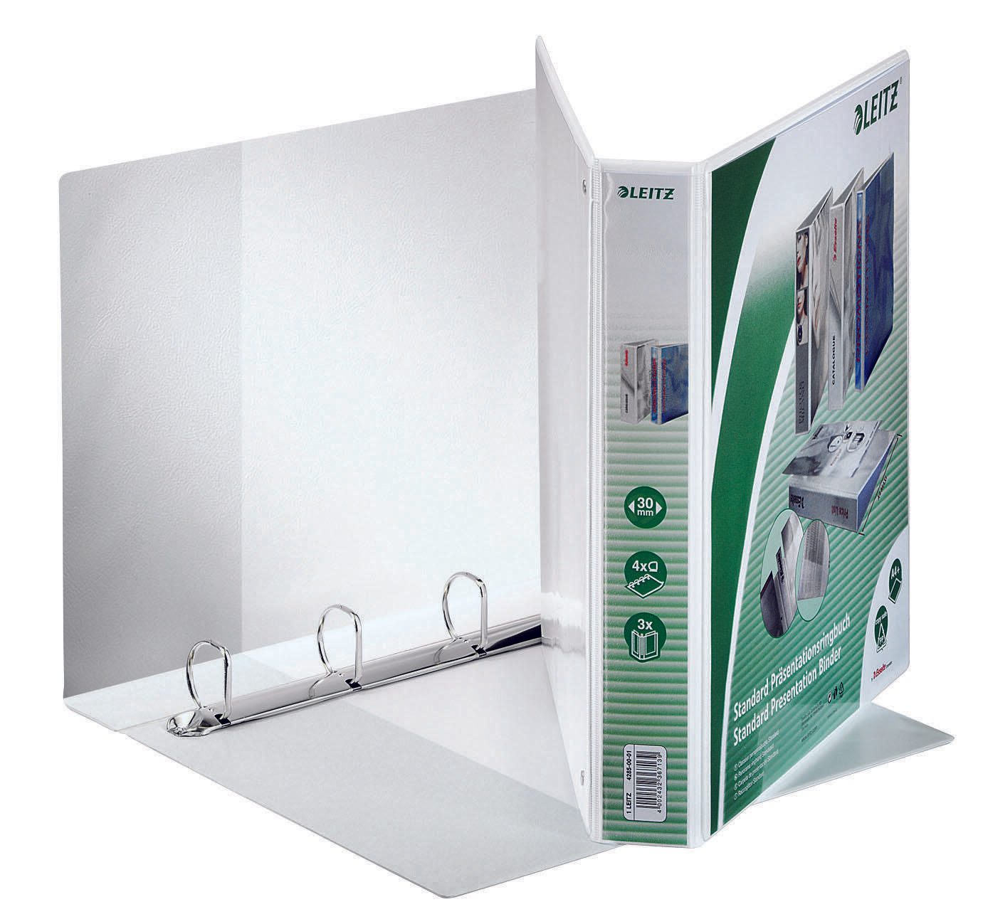 Classeurs de présentation LEITZ 4 anneaux DIN A4 5 cm blanc 1 boîte = 6 pièces — lot de 6 pièces