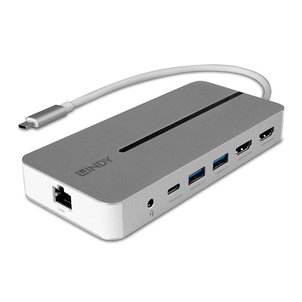 LINDY DST-Mx Duo, station d'accueil mini USB-C pour ordinateur portable/MacBook - 2x HDMI® 4K, PD 3.0 100W, USB 3.2 Gen 1, Ethernet Gigabit, audio