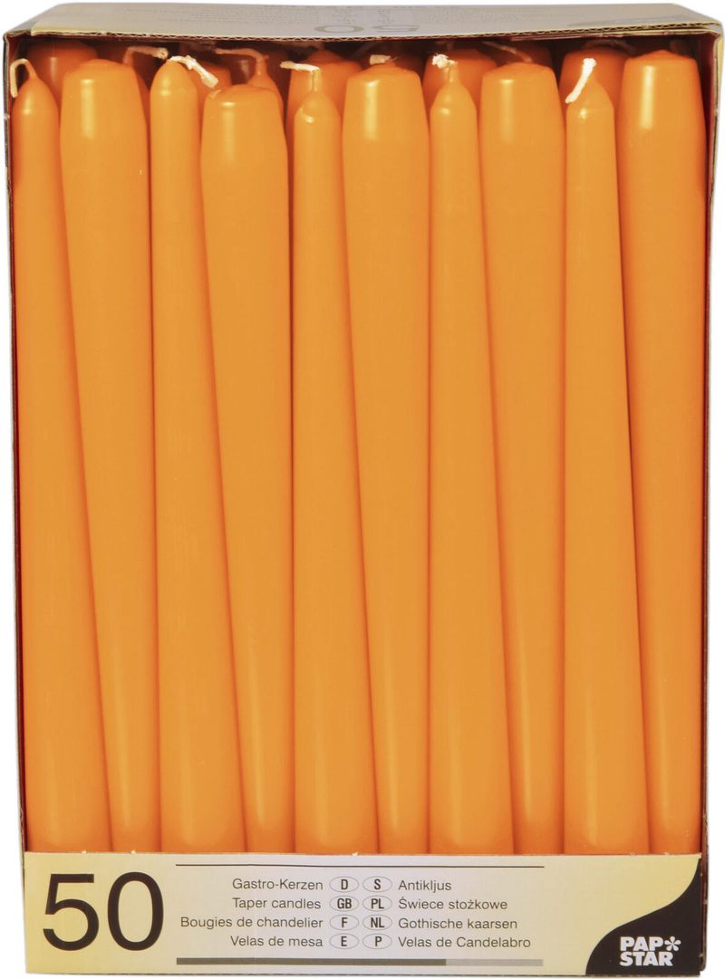 Bougies PAPSTAR 25 cm orange 1 boîte = 50 pièces — lot de 50 pièces