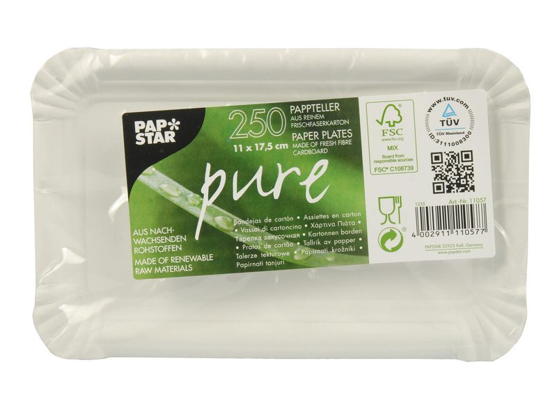 Assiettes en carton PAPSTAR pure blanches 1 boîte = 250 pièces — lot de 250 pièces