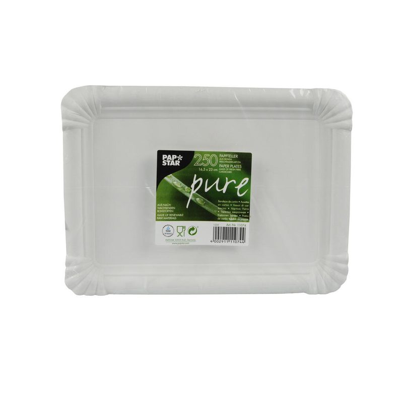 Assiettes en carton PAPSTAR pure blanches 1 boîte = 250 pièces — lot de 250 pièces