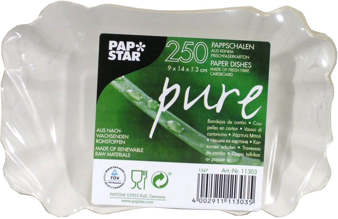 PAPSTAR Barquettes en carton pure blanc 1 boîte = 250 pièces — lot de 250 pièces