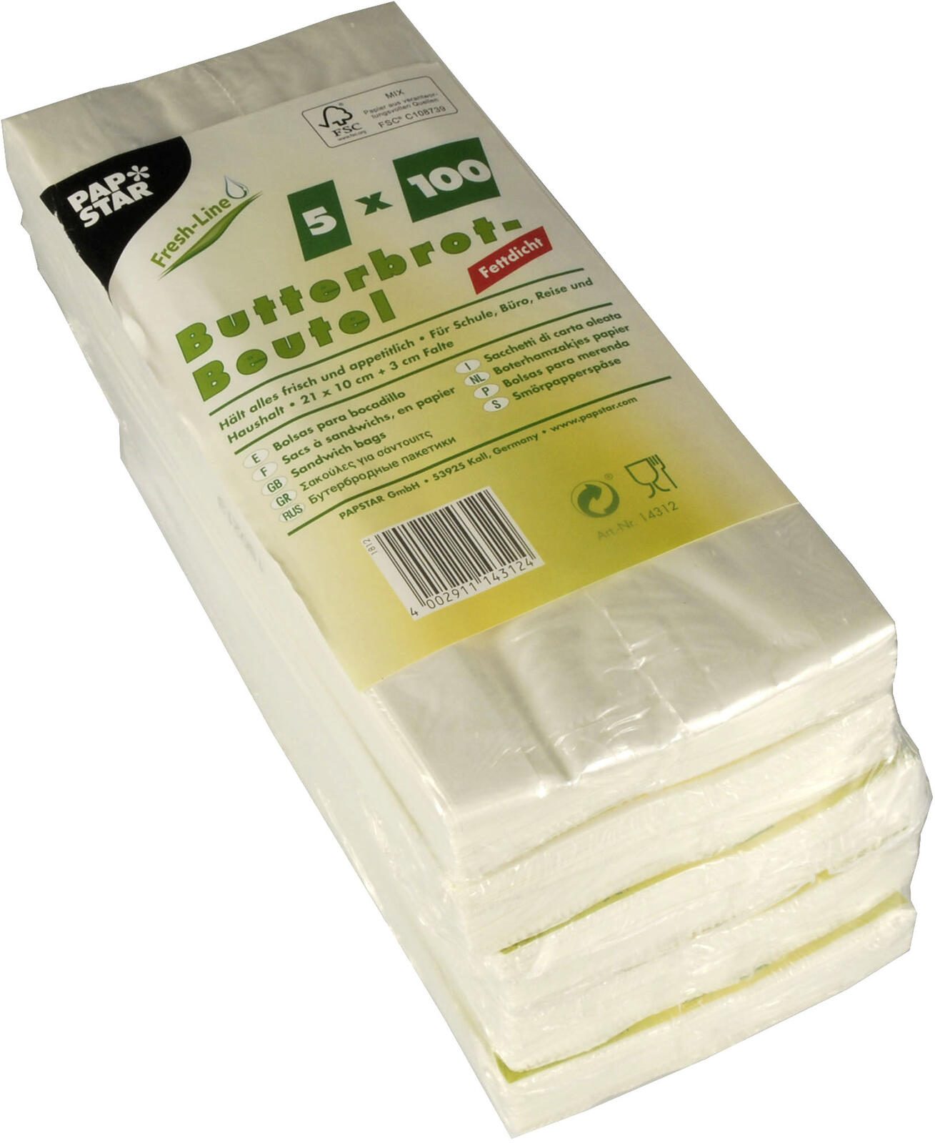 PAPSTAR Sacs à pliage 14312 blanc 1 boîte = 500 pièces — lot de 500 pièces