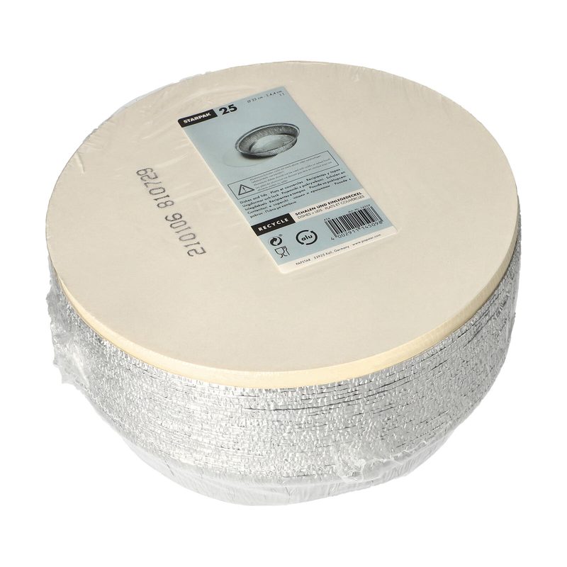 STARPAK Barquettes en aluminium avec couvercle 23 cm 1000 ml argenté 1 boîte = 25 pièces — lot de 25 pièces