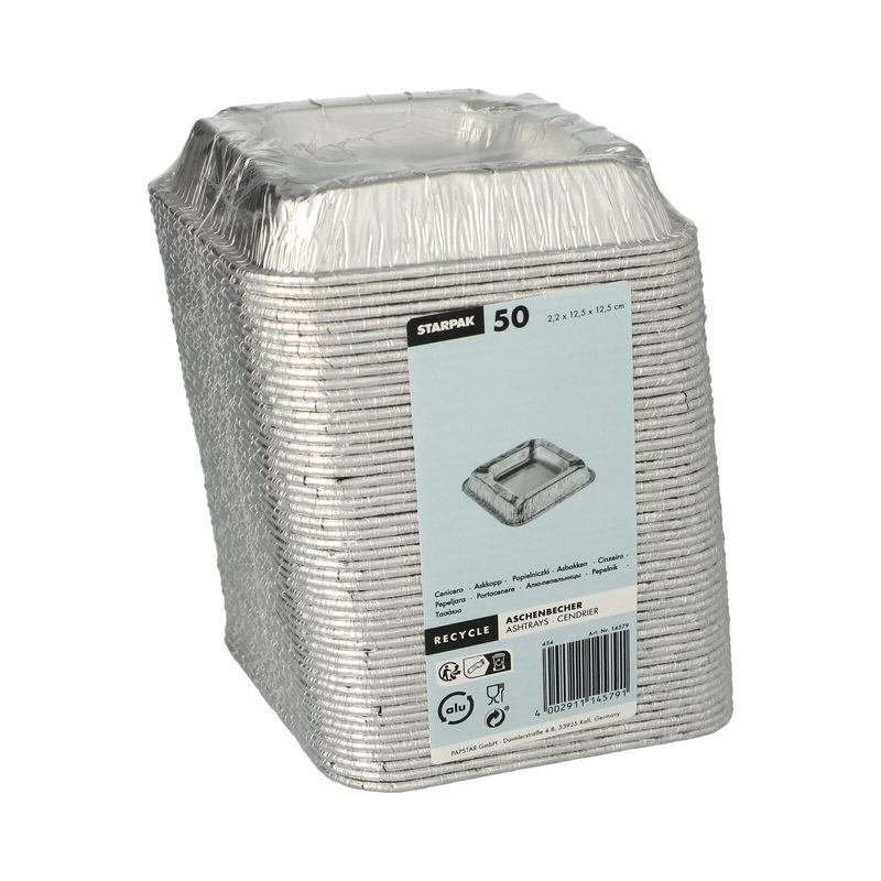 Cendriers jetables PAPSTAR argent 1 boîte = 50 pièces — lot de 50 pièces