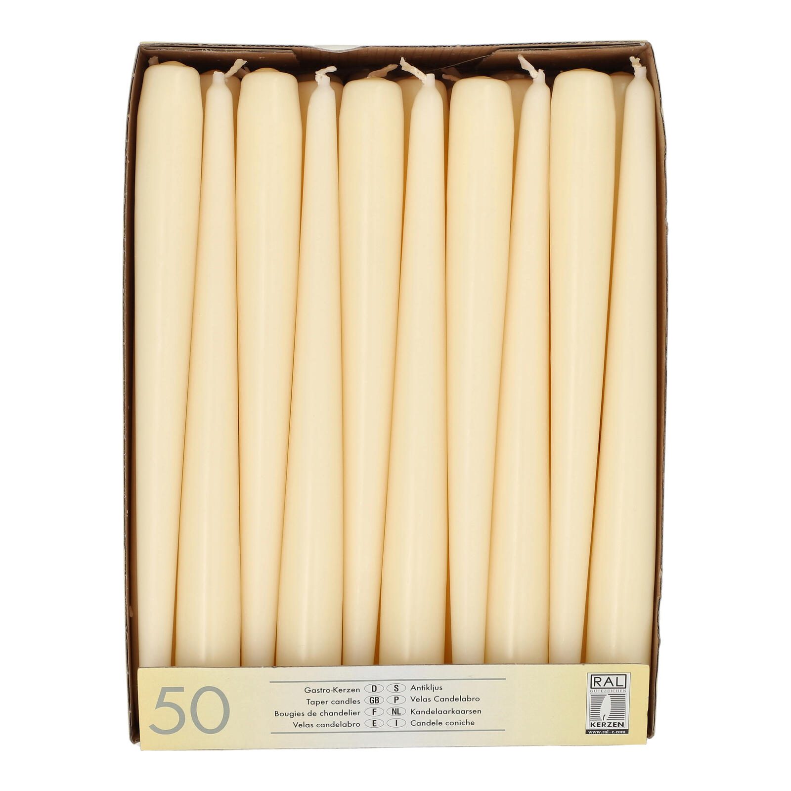 Bougies PAPSTAR 25 cm champagne 1 pack = 50 pièces — lot de 50 pièces