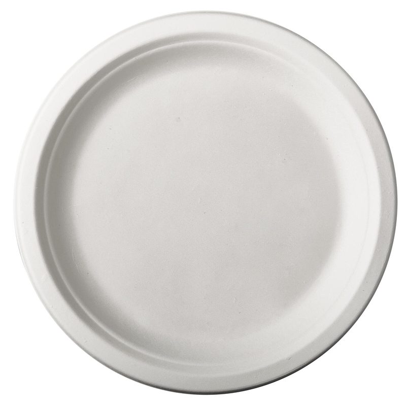 PAPSTAR Assiettes en canne à sucre pure blanches 1 boîte = 100 pièces — lot de 100 pièces