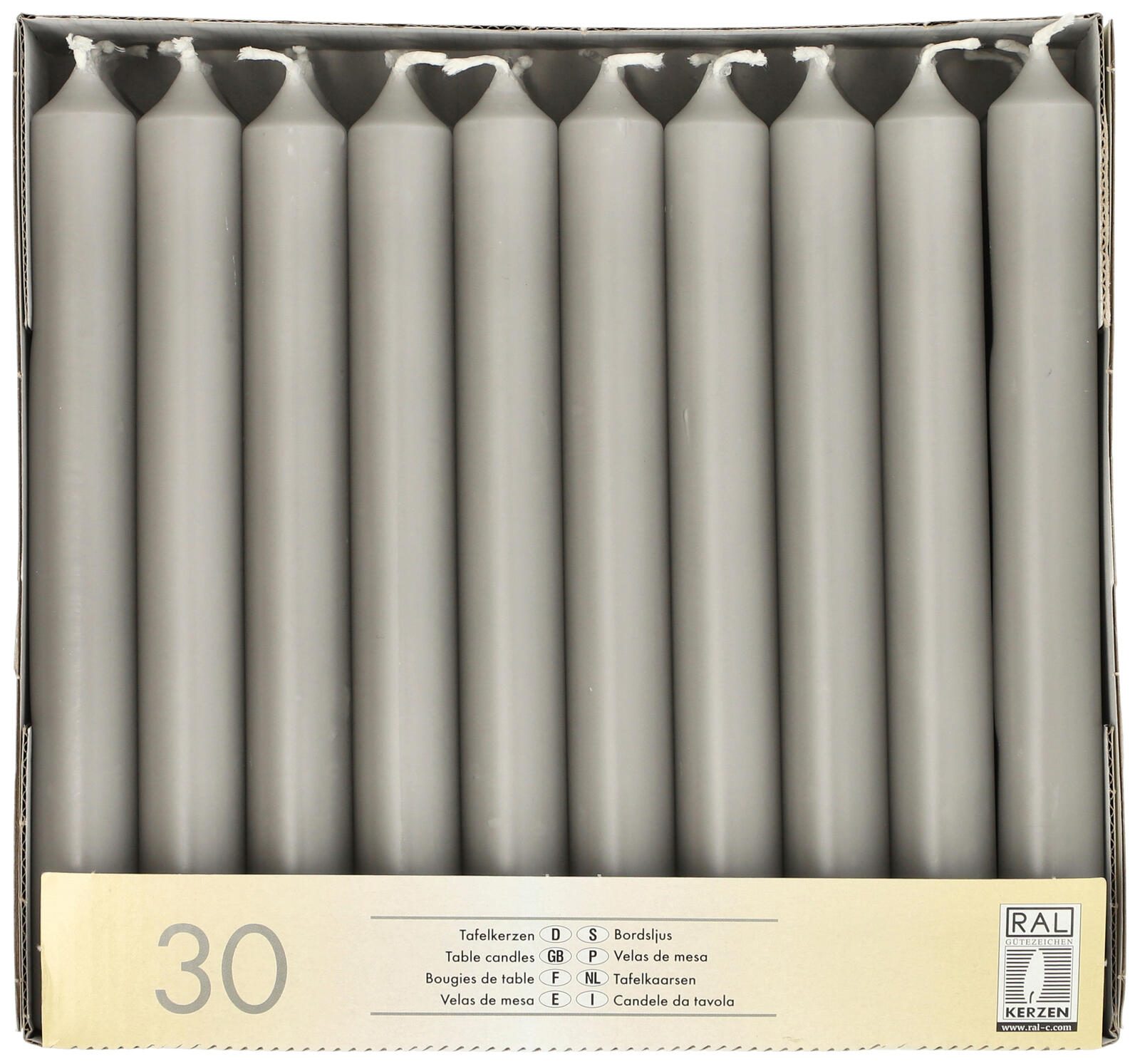 Bougies plates Starpak, 19,6 cm, gris