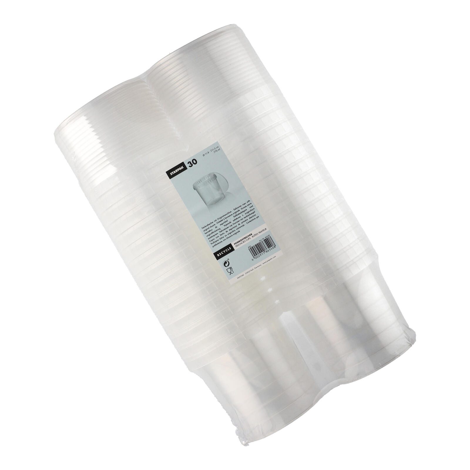 STARPAK Pots pour charcuterie 11,8 cm 0,77 l transparent 1 boîte = 30 pièces — lot de 30 pièces