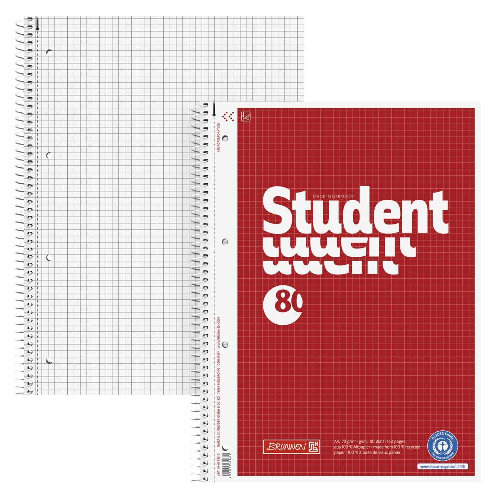 Bloc-notes BRUNNEN Student DIN A4 quadrillé