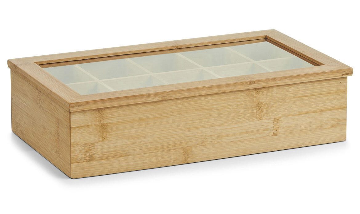 Boîte à thé en bambou brun clair Zeller