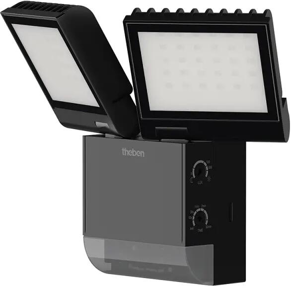 Projecteur LED Theben theLeda S17-100 BK mural, 17 W, noir, 2 panneaux LED, orientable, détecteur de mouvement, 4000 K (blanc neutre)