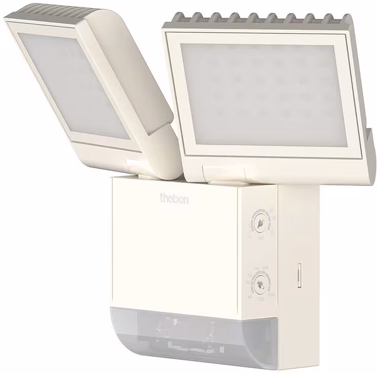 Theben theLeda S17-100 WH Projecteur LED mural 17 W, blanc, 2 panneaux LED, orientable, détecteur de mouvement, 4000 K (blanc neutre) (1020802)
