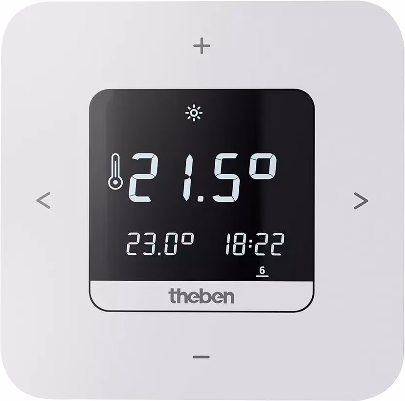 Theben RAMSES 812 top3 Thermostat numérique programmable journalier/hebdomadaire, 230 V, App, écran, thermostat d'ambiance, fonctions Confort/Éco/Abaissement, entrée externe (capteur de sol, ...), chauffage On/Off, zones/pièce individuelle, chauffage électrique, régulation par hystérésis/pulsation 16 A 8120210