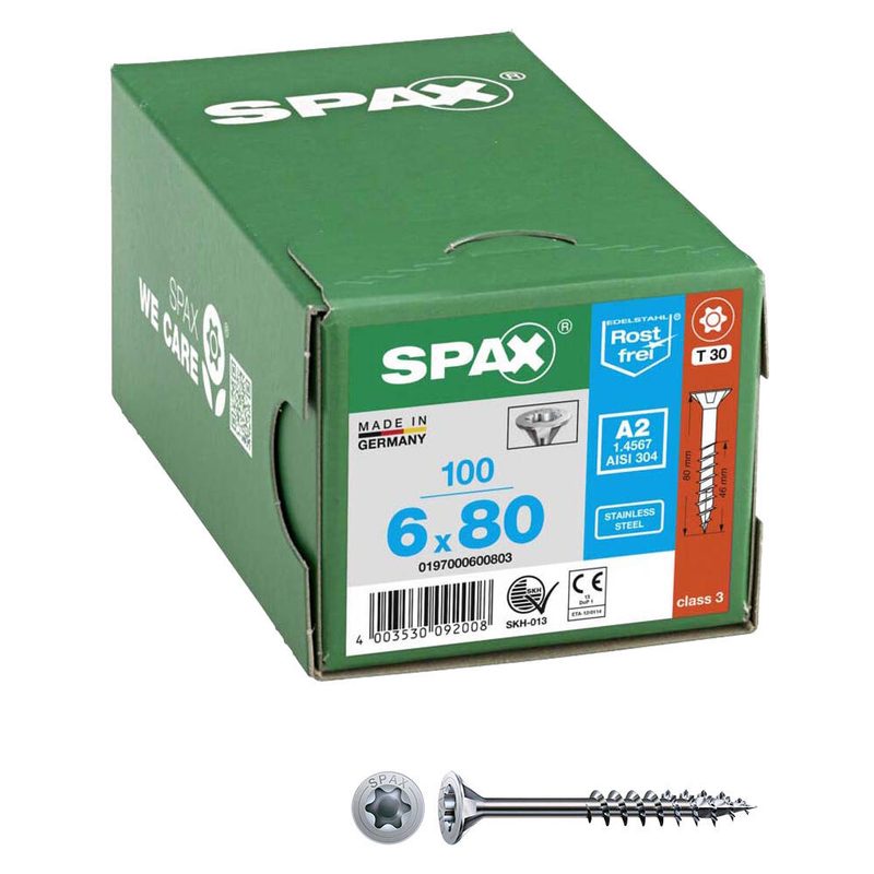 SPAX® Vis universelles T30 6x80 100 pièces — lot de 100 pièces