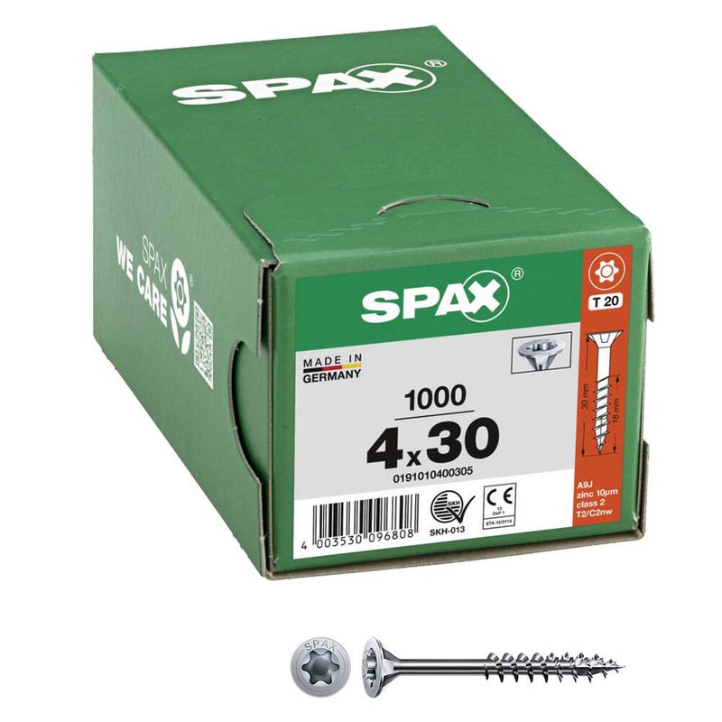 SPAX® Vis universelles T20 4x30 1000 pièces — lot de 1000 pièces
