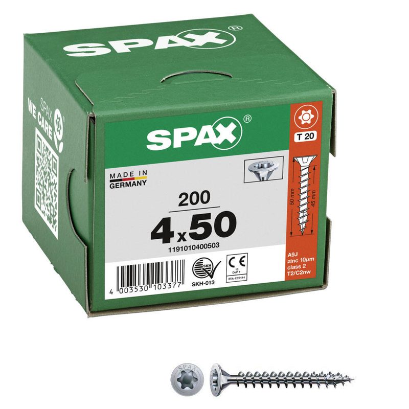 Vis R 88091 SEKO/T-STAR 4x50/45-T20 Acier WIROX 200 pièces SPAX — lot de 200 pièces