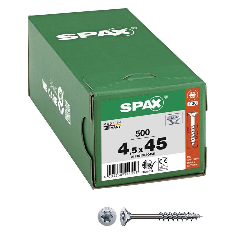 SPAX® vis universelles T20 4,5x45 500 pièces — lot de 500 pièces