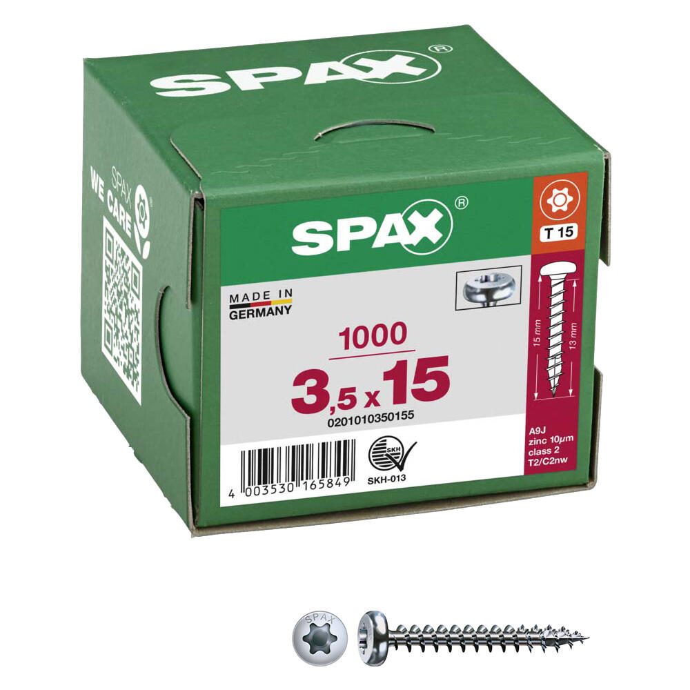 SPAX® Vis universelles T15 3,5x15 1000 pièces — lot de 1000 pièces