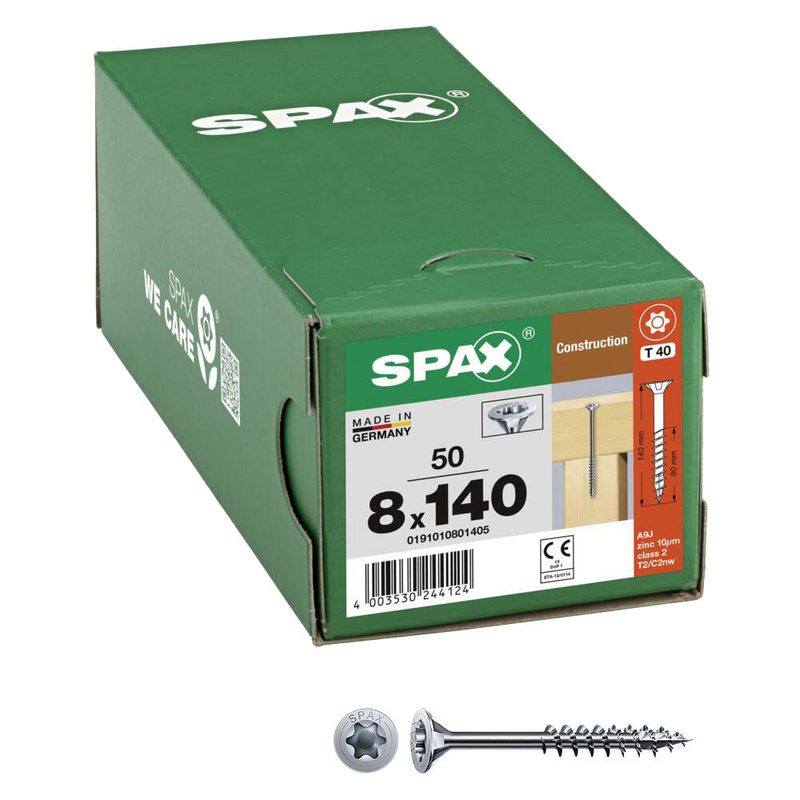 SPAX® Vis à bois T40 8x140 50 pcs. — lot de 50 pièces
