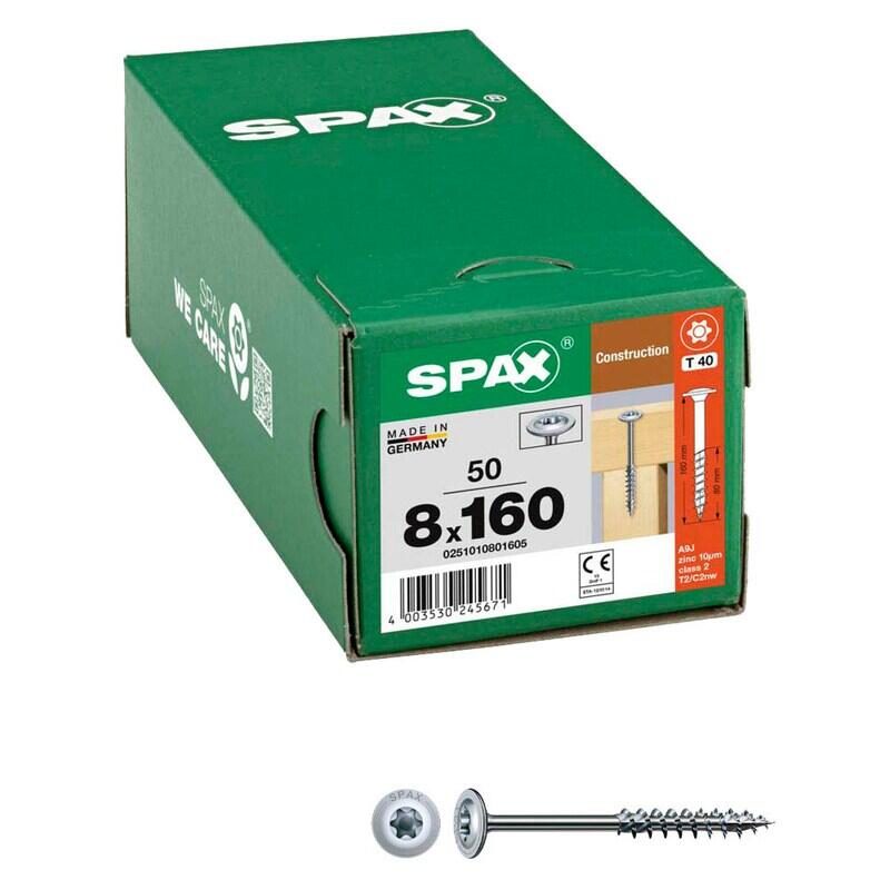 SPAX® Vis à bois T40 8x160 50 pièces — lot de 50 pièces