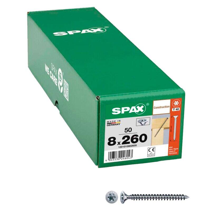 SPAX® Vis à bois T40 8x260 50 pièces — lot de 50 pièces