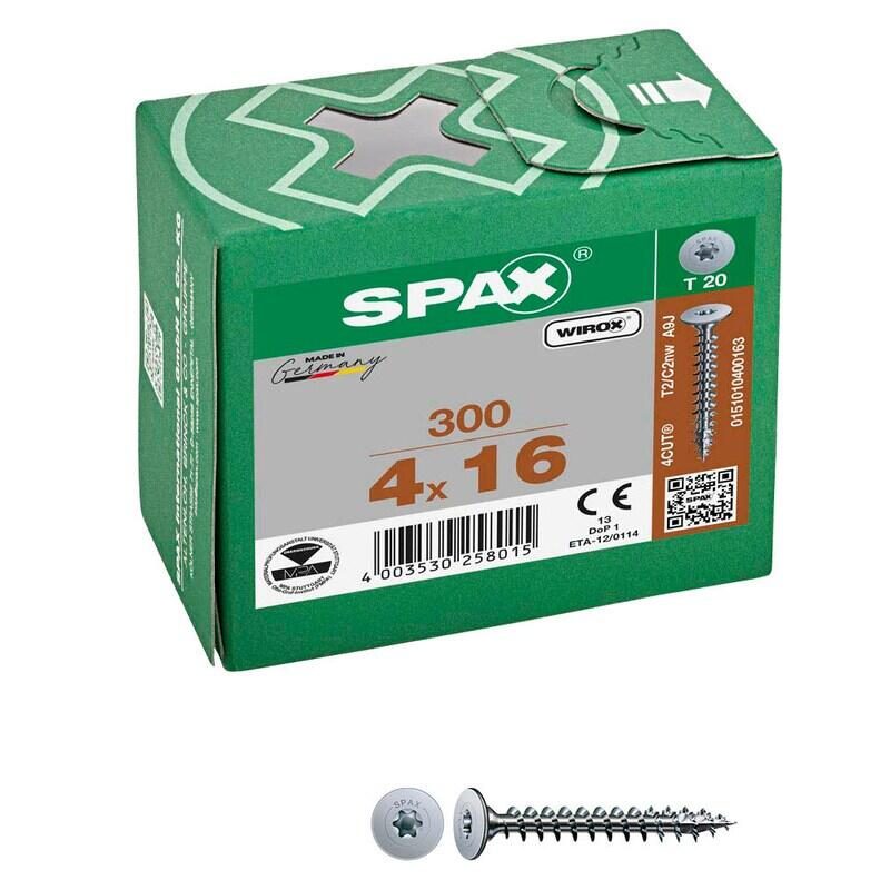 SPAX® Vis à contreplaqué T20 4x16 mm – 300 pièces — lot de 300 pièces