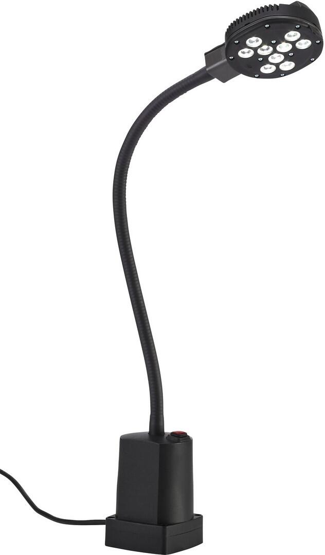 Lampe LED professionnelle pour machines HEDI ML1209, 9,9W, 6400K, IP64, 230V, avec aimant et pince de table, noir
