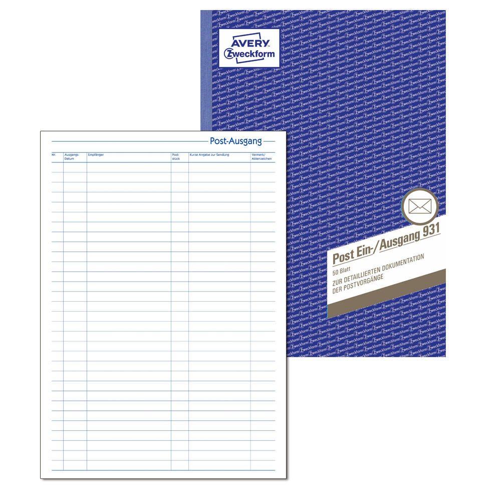 AVERY Zweckform Livre de courrier Entrée/Sortie DIN A4 50 pages