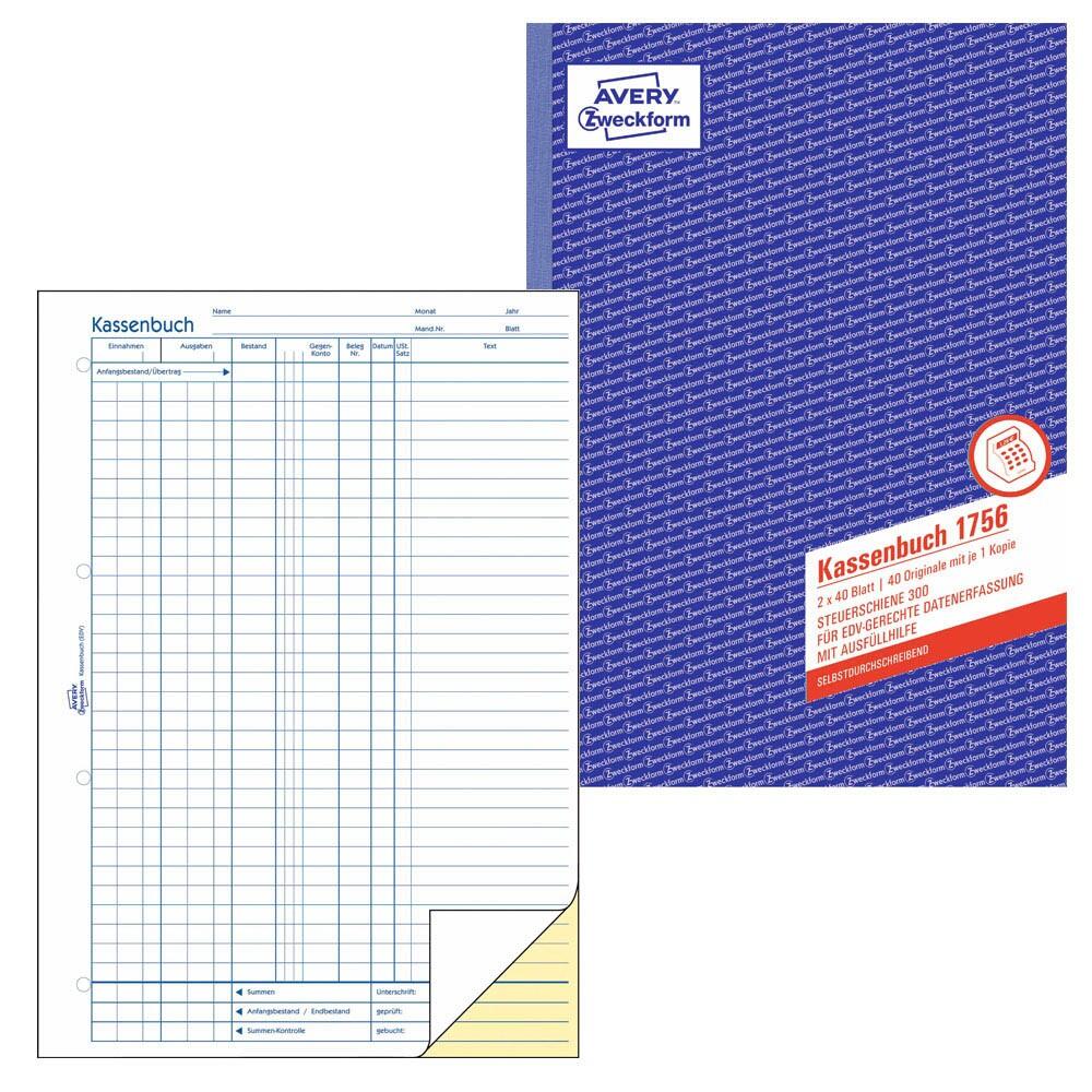 AVERY Zweckform Livre de caisse 1756 - 40 feuilles