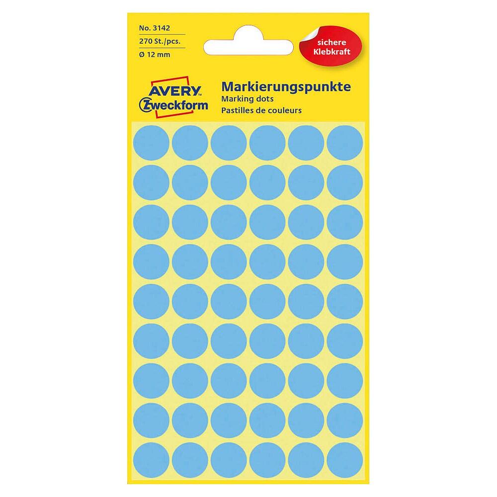 Avery Zweckform Point de marquage 3142 12 mm bleu 270 pièces/boîte — lot de 270 pièces