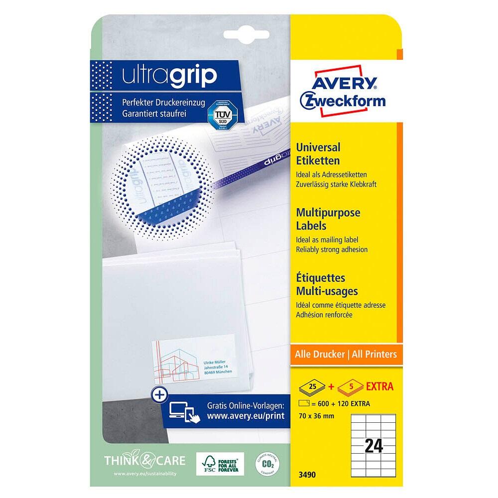 Avery Zweckform Étiquette universelle 3490 70x36 mm blanc 720 étiquettes/paquet