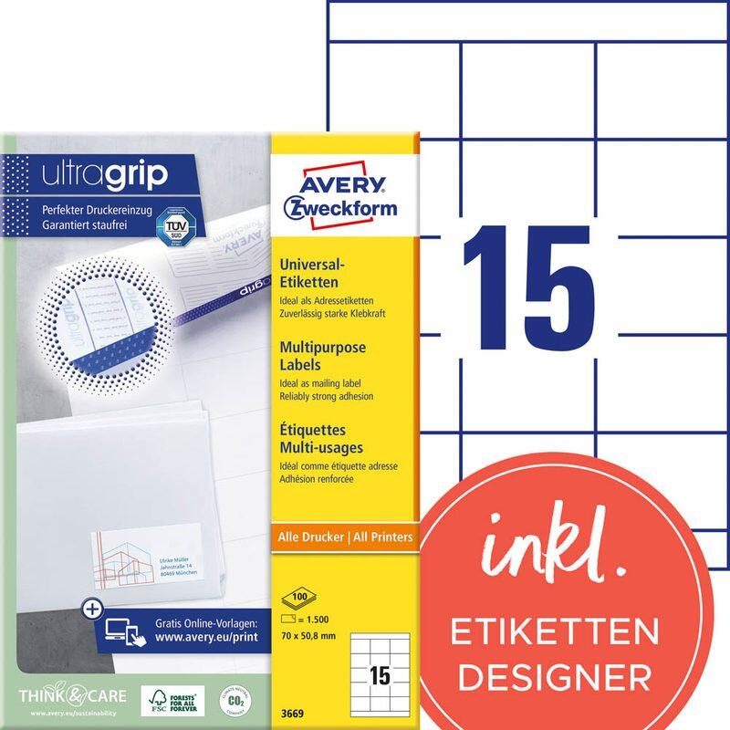 Étiquettes Avery Zweckform 3669 blanc 70,0 x 50,8 mm - 1 paquet = 100 feuilles