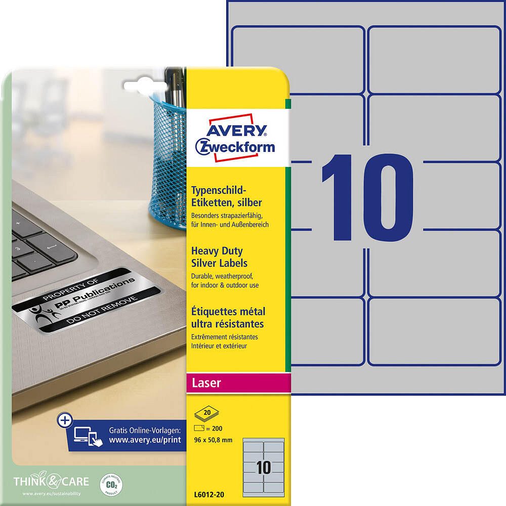 Étiquette de type Avery Zweckform L6012-20 96x50,8 mm 200 étiquettes/paquet