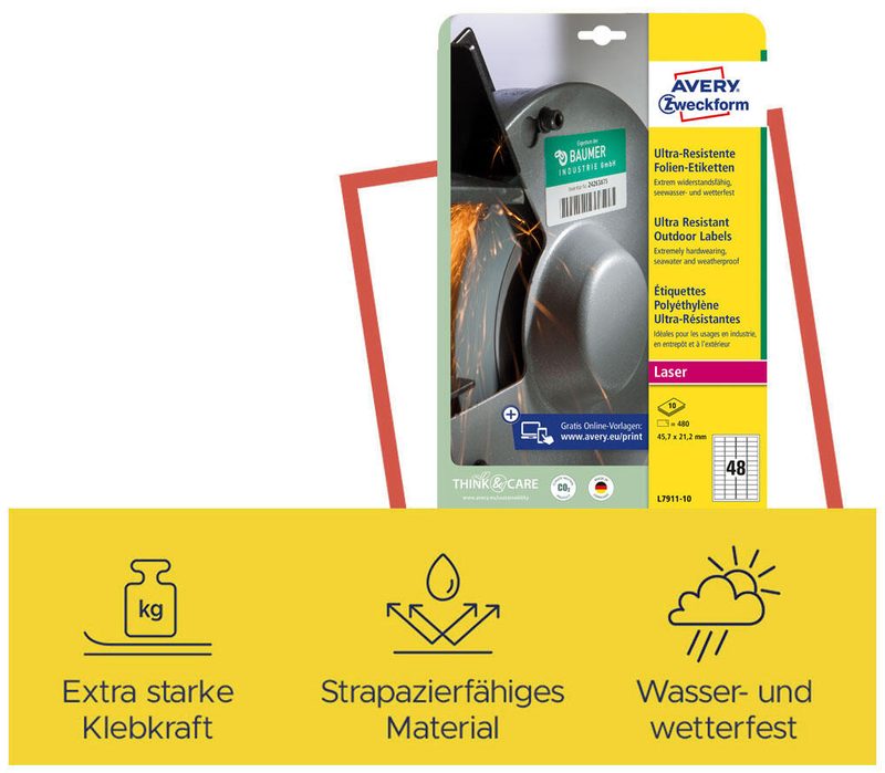 Avery Zweckform étiquette adhésive L7911-10 45,7x21,2mm 480 ét./boîte