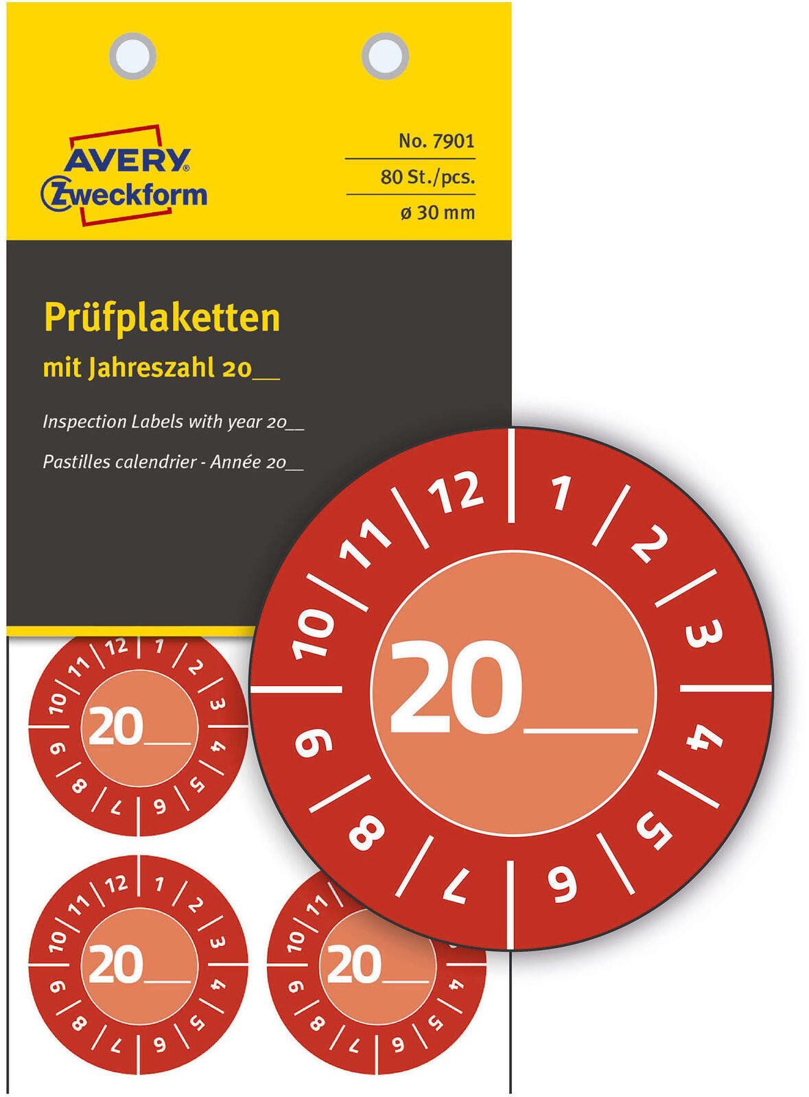 AVERY Zweckform Plaques de contrôle 30,0 x 30,0 mm 1 Pack = 10 feuilles