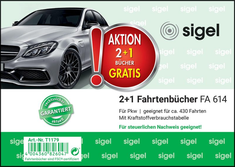 Carnet de bord SIGEL pour véhicule (consommation de carburant) FA614 — lot de 2 pièces