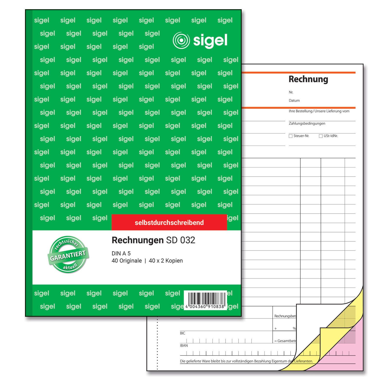 Registre SIGEL factures DIN A5 3x40 pages