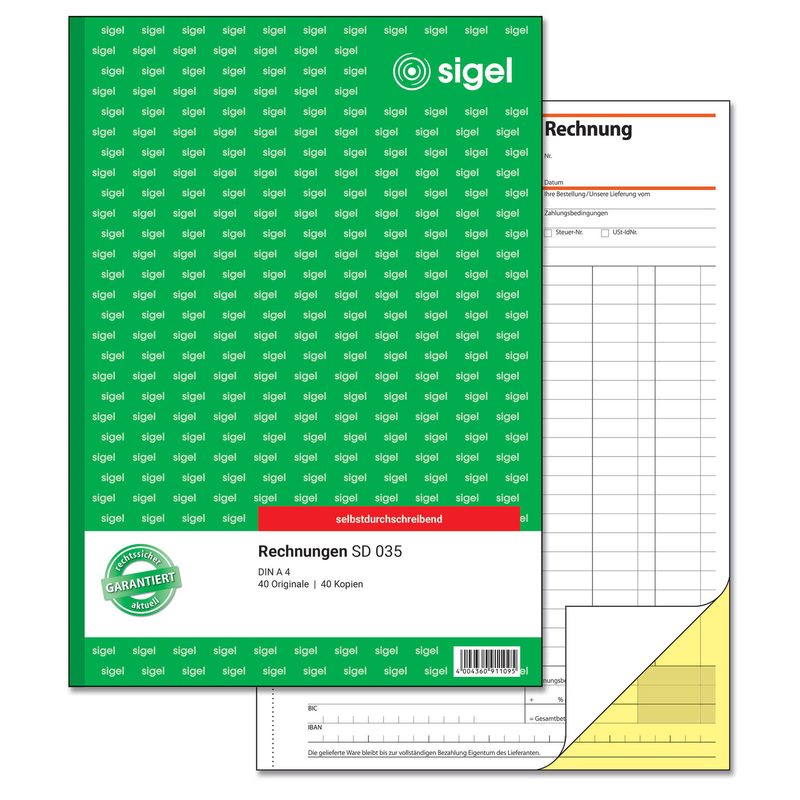 Livre de factures Sigel DIN A4 - 2 x 40 pages