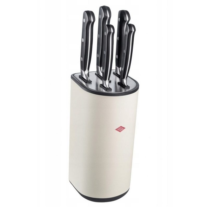 Bloc à couteaux WESCO Loft avec 5 couteaux de cuisine en acier inoxydable – Set de 6 pièces – Finition sable mat