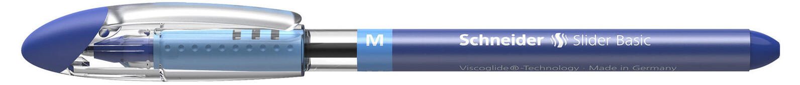 Schneider Slider Basic M Stylo à bille 0,5 mm bleu 1 boîte = 10 pièces — lot de 10 pièces
