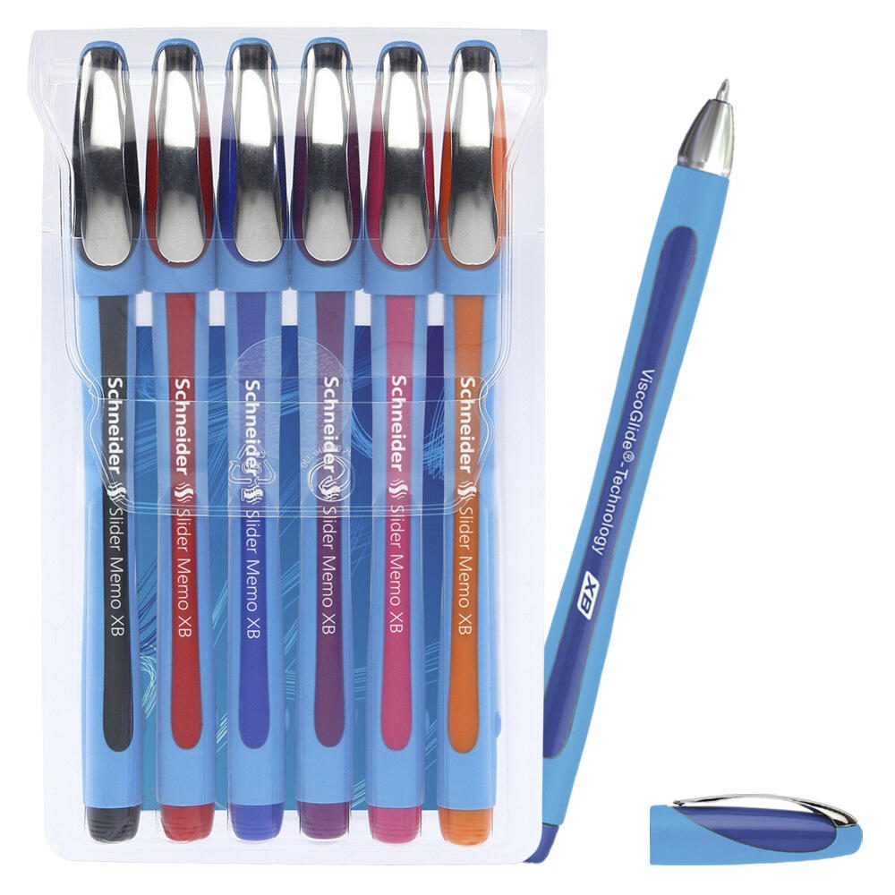Stylo à bille Schneider Slider Memo 0,7 mm Multicolore 1 boîte = 6 pièces — lot de 6 pièces