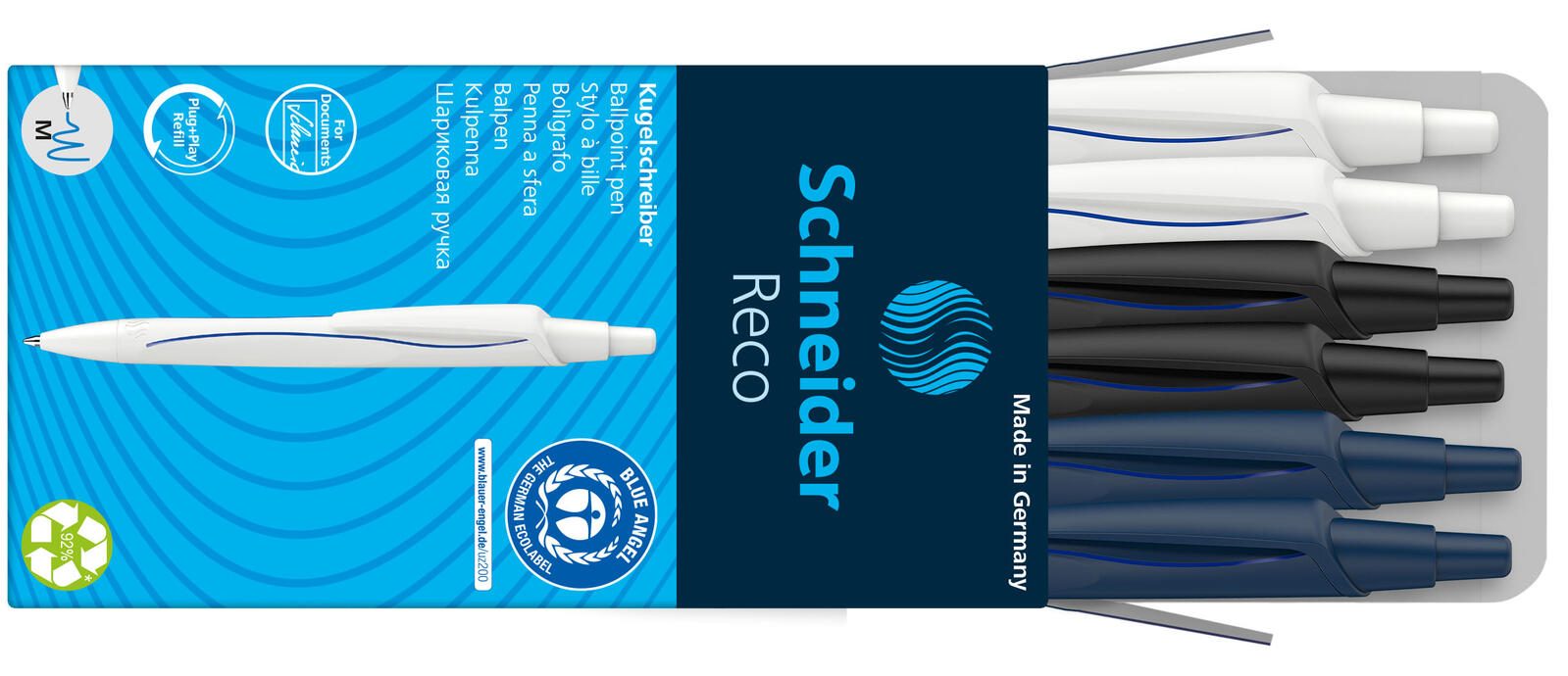 Stylo à bille Schneider 0.6 mm Bleu - 1 boîte = 6 unités — lot de 6 pièces