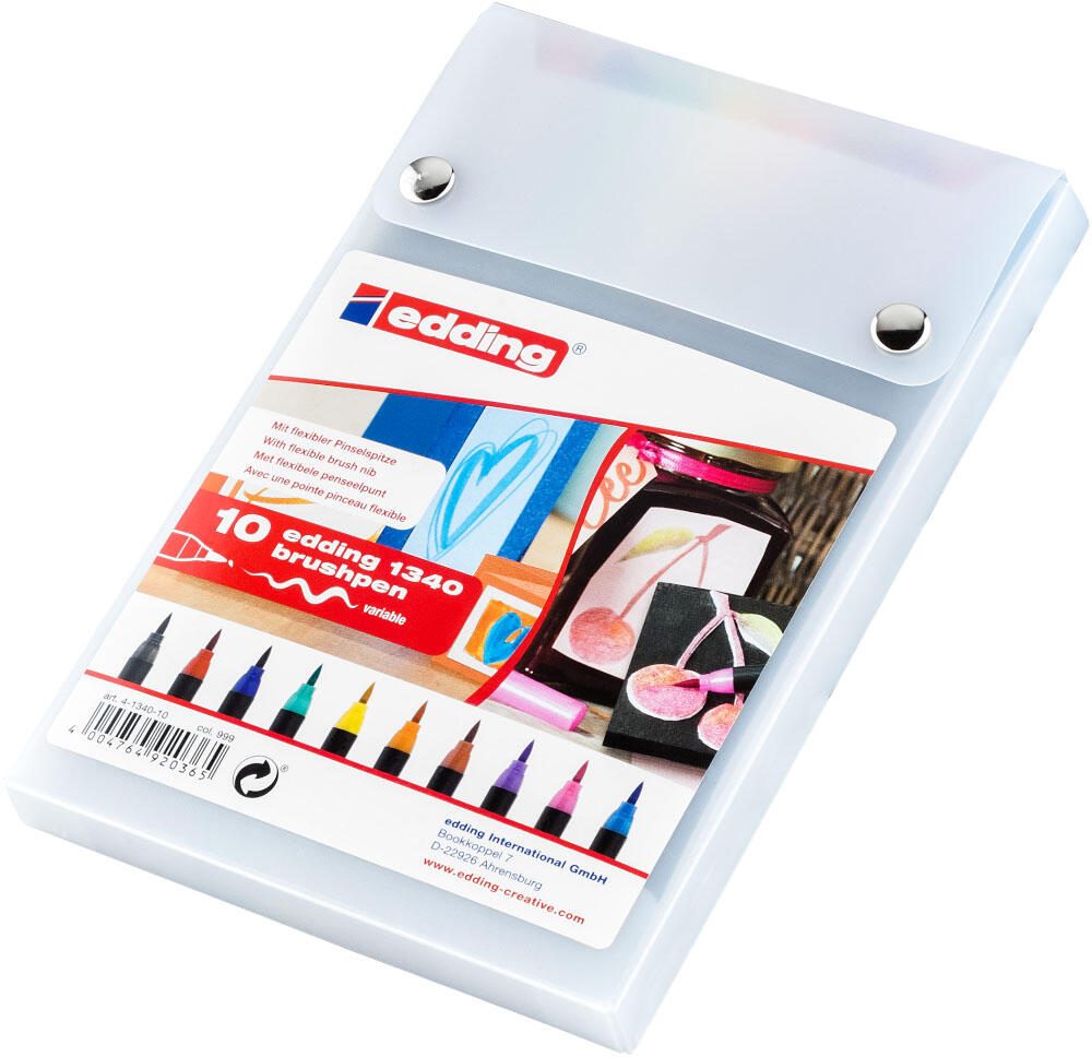 Feutres à pinceau edding multicolores 0,8 + 3,3 mm 1 boîte = 10 pièces — lot de 10 pièces