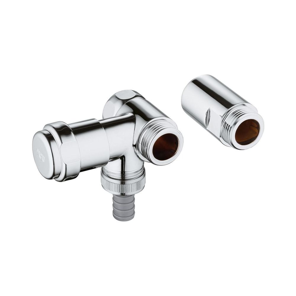 Grohe Robinet original WAS Vanne DN 20, montage mural, raccordement à gauche, chambre à graisse supérieure 1/2", type RV EB, chromé, 41040000