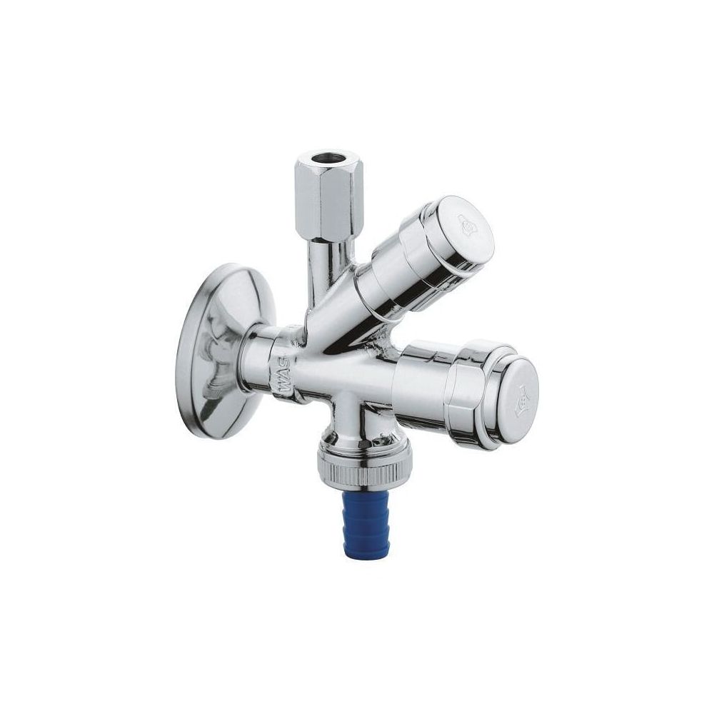 Grohe WAS(R) Vanne d'arrêt combinée en angle, DN 10, montage mural, tête de cartouche, tête à chambre de graisse 3/8", type RV EB, chromé