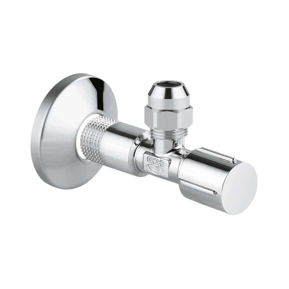 Grohe Vanne d'angle, tige longue, raccord à compression D 10mm, raccord mural 1/2", sortie 3/8", chromé, 22037000