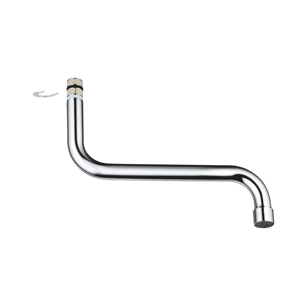 Grohe Bec en S chromé, bec coudé pour mitigeur monocommande Eurosmart, montage mural, longueur 180 mm, 13370000