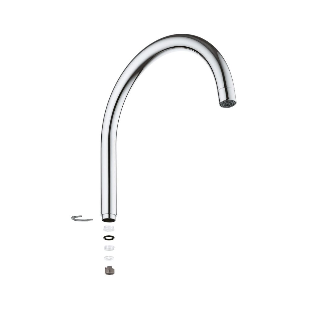 Colonne de sortie Grohe en forme de U, bec de sortie pour mitigeur monocommande Eurosmart, bec haut, pivotant, chromé, 13372000